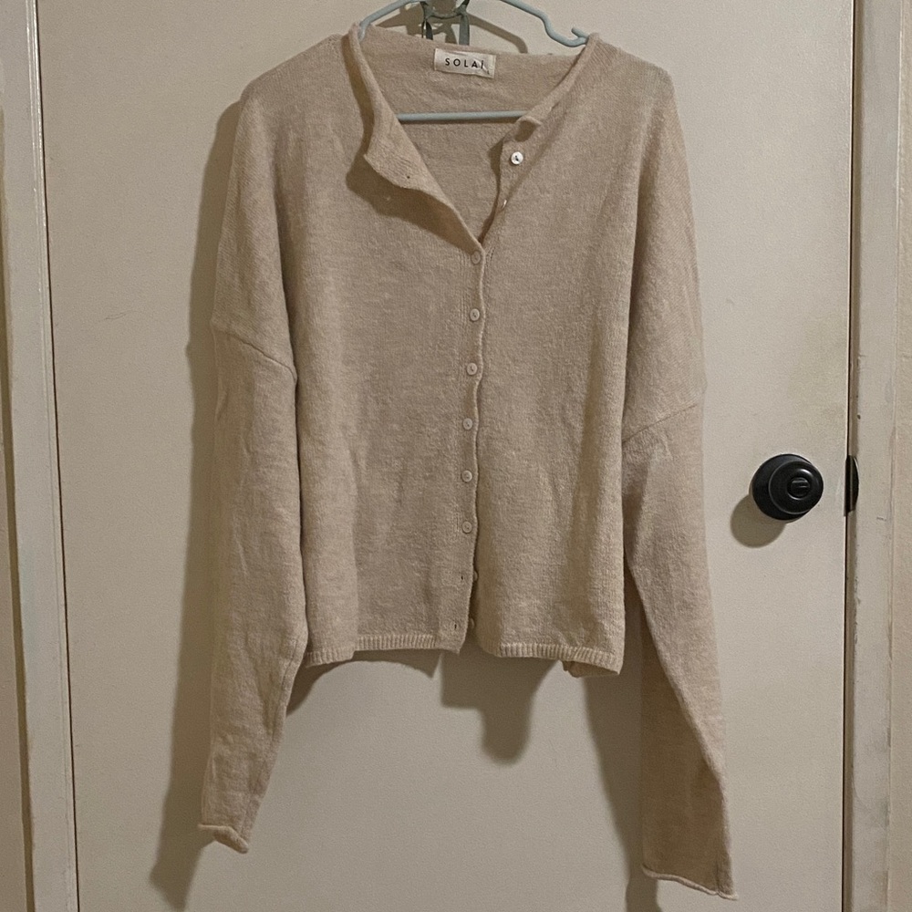 SOLAR Women's Cream Cardigan Sweater